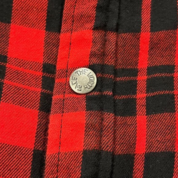 North Face Flannel Fleece Campfire Shacket, Red Black Plaid, L - Picture 8 of 11